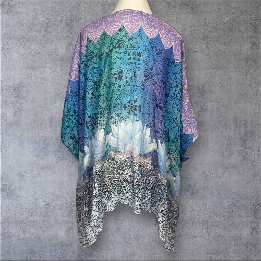 Soft Surroundings Kimono Duster Cover Up Womens OS Handkerchief Hem Boho Beach - Picture 5 of 9